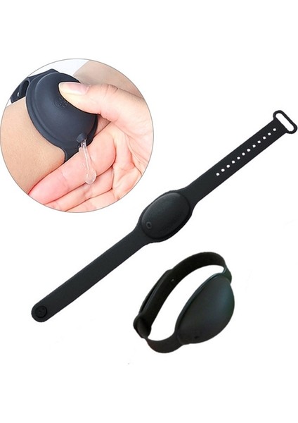 Siyah Stil Yetişkin Çocuklar Sıvı Bileklik El Dispenser El Yıkama Jeli Tüm Dezenfekte Sevimli Silikon Alkol Dağıtım Bilezik Bileklik Strap (Yurt Dışından)