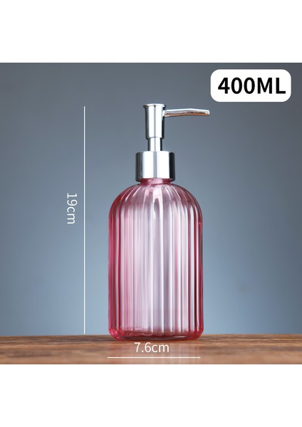 Pembe Tarzı Yüksek 400ML Kapasiteli Manuel Sabunluk Temiz Cam El Dezenfektan Şişe Konteyner Basın Boş Şişeler Banyo (Yurt Dışından)