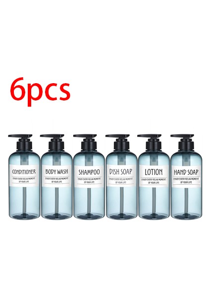 Açık Sarı Stil 500ML 6 Adet Banyo Losyonu Pompalı Boş Şişe Şampuan Duş Jeli 300MLML Büyük Kapasiteli Plastik Şişe Ev Depolama Şişesi (Yurt Dışından)