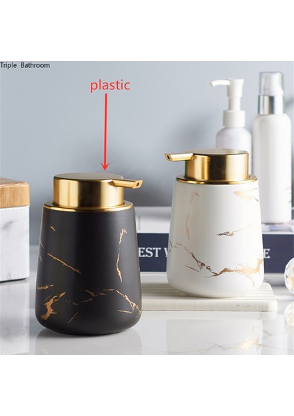 Derin Mavi Tarzı 400 ml Porselen Sabun Şişesi Mat Mermer Desen Esans Şişesi Sıvı Sabun Pompası Şampuan Şişesi Mutfak Banyo Aksesuarları 400ML (Yurt Dışından)