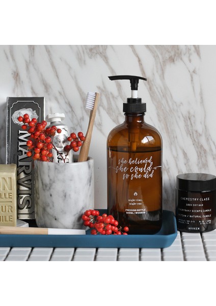 500ML Şampuan Stili 500ML Sabun Pompası Banyo Kahverengi Cam Şampuan Şişesi Basın Pompa Losyon Sıvı Konteyner Duş Jeli Saç Kremi Depolama Şişesi (Yurt Dışından)