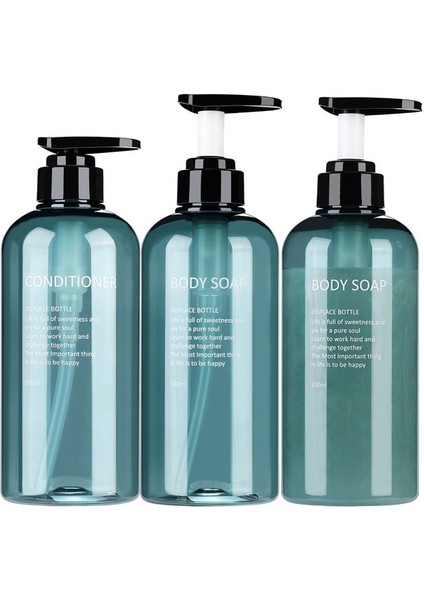Mavi Stil Şampuan Duş Jeli Saç Kremi Banyo Dolum Şişesi Basın Pompa Sabunluk Seti (Yurt Dışından)