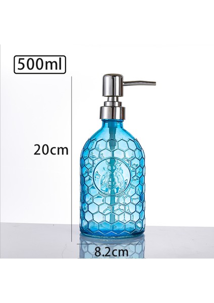Mavi Stil 500ML Banyo Için Hayvan Desenli Renkli Cam Şampuan Duş Jeli Şişesi 500ML Sabunluk Dezenfektan Cam Şişe (Yurt Dışından)