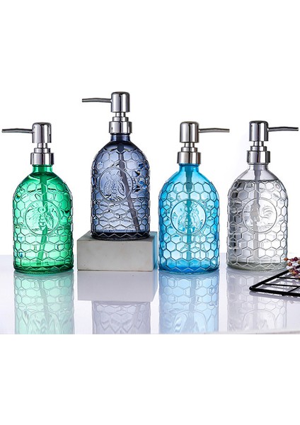 Mavi Stil 500ML Banyo Için Hayvan Desenli Renkli Cam Şampuan Duş Jeli Şişesi 500ML Sabunluk Dezenfektan Cam Şişe (Yurt Dışından) fiyatları