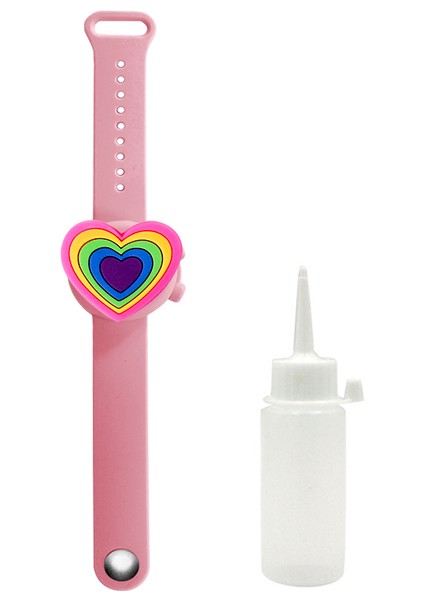 Gökkuşağı Pembe Tarzı Yetişkin Çocuklar Sıvı Bileklik El Dispenser El Yıkama Jeli Tüm Dezenfekte Sevimli Silikon Alkol Dağıtım Bilezik Bileklik Strap (Yurt Dışından)