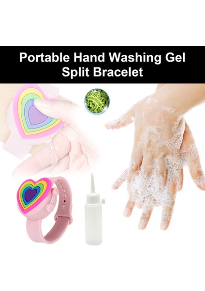 Gökkuşağı Pembe Tarzı Yetişkin Çocuklar Sıvı Bileklik El Dispenser El Yıkama Jeli Tüm Dezenfekte Sevimli Silikon Alkol Dağıtım Bilezik Bileklik Strap (Yurt Dışından)