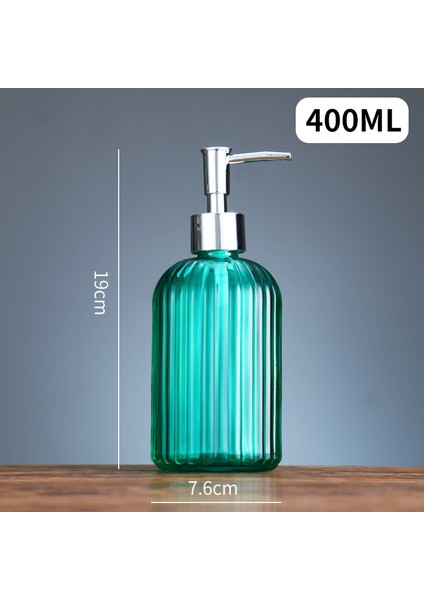 Yeşil Stil Yüksek 400ML Kapasiteli Manuel Sabunluk Temiz Cam El Dezenfektan Şişe Konteyner Basın Boş Şişeler Banyo (Yurt Dışından)