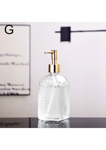 G Tarzı 400NL 400ML Cam Vintage Manuel Basınçlı Sıvı Sabunluk Banyo Lavabo Aksesuarı Büyük Kapasiteli Kaymaz Beyaz Gümüş Rengi (Yurt Dışından)