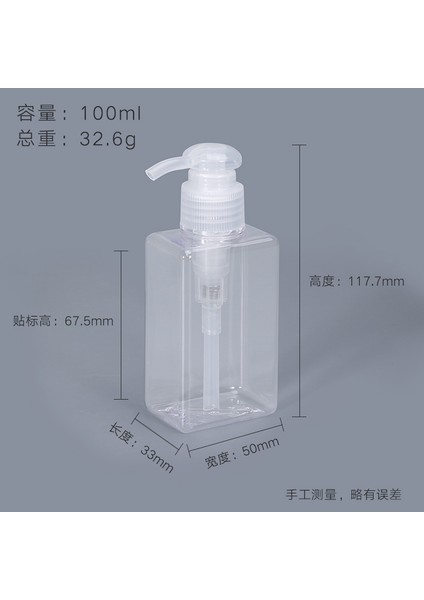 ŞEFFAF-100ML Stili Plastik Bulaşık Sabunu Dispenseri Banyo Dolum Şişesi Duş Jeli Şampuan Şişesi Basınçlı Sıvı Sabun Dispenserleri (Yurt Dışından)