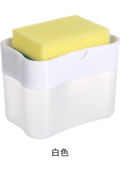 Beyaz Stil Mutfak El Basın Sabun Kül Deposu Sabun Pompası Dispenser Press Sabun Kutusu Deterjan Dolum Enjektör Sünger Otomatik (Yurt Dışından)