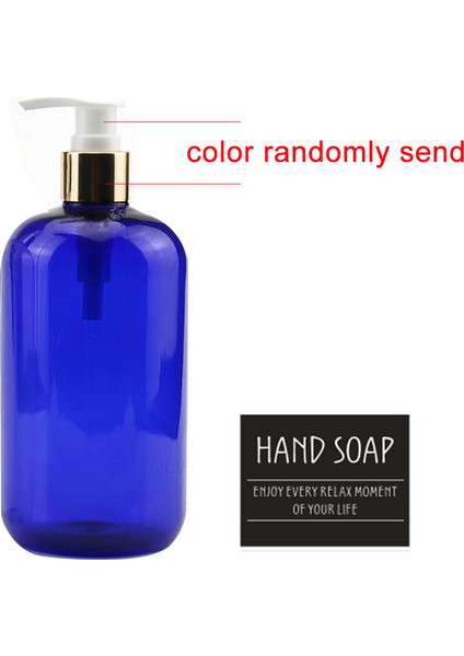 Mavi El Sabunu Tarzı 500ML Pompalı Sabun Şişeleri Kozmetik Sıvı Şampuan Duş Jeli Saklama Dispenseri - Türkçe (Yurt Dışından)