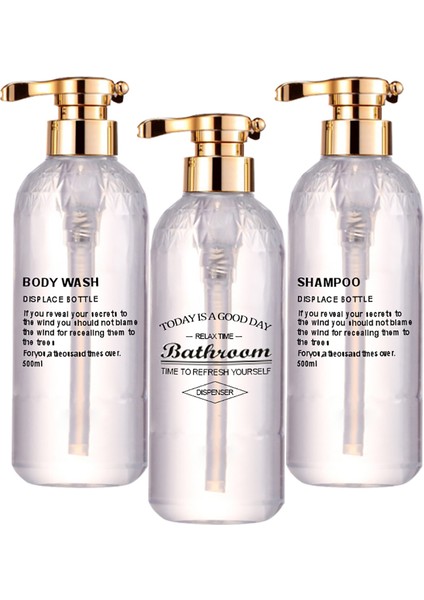 Stili Temizle Şampuan Siyah Şampuan Şişesi Banyo Duş Jeli Yeniden Doldurulabilir Şişeler Pet Basma Krem Saç Kremi Losyon Konteyner 500ML (Yurt Dışından) fiyatları