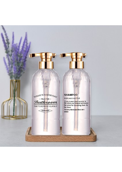 Stili Temizle Şampuan Siyah Şampuan Şişesi Banyo Duş Jeli Yeniden Doldurulabilir Şişeler Pet Basma Krem Saç Kremi Losyon Konteyner 500ML (Yurt Dışından) modelleri