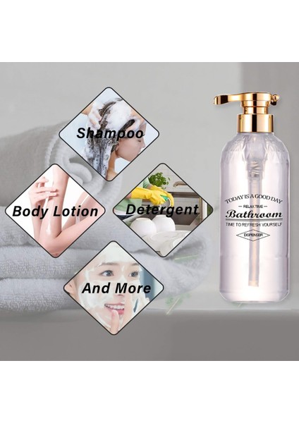 Stili Temizle Şampuan Siyah Şampuan Şişesi Banyo Duş Jeli Yeniden Doldurulabilir Şişeler Pet Basma Krem Saç Kremi Losyon Konteyner 500ML (Yurt Dışından) fırsatları