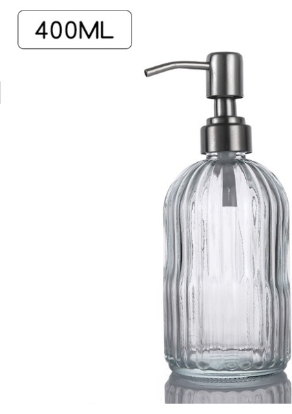 Stili Temizle 400 ml Retro Cam Sabunluk Şişesi Paslanmaz Çelik Pompalı Banyo El Sabunu Şampuan Duş Jeli Cam Şişeler (Yurt Dışından)