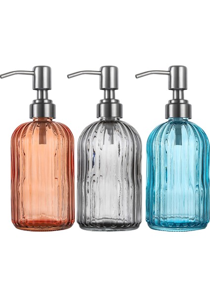 Stili Temizle 400 ml Retro Cam Sabunluk Şişesi Paslanmaz Çelik Pompalı Banyo El Sabunu Şampuan Duş Jeli Cam Şişeler (Yurt Dışından) fiyatları