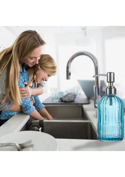 Stili Temizle 400 ml Retro Cam Sabunluk Şişesi Paslanmaz Çelik Pompalı Banyo El Sabunu Şampuan Duş Jeli Cam Şişeler (Yurt Dışından) fırsatları