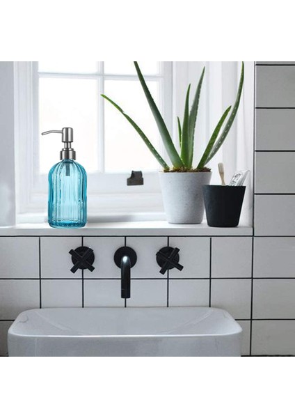 Stili Temizle 400 ml Retro Cam Sabunluk Şişesi Paslanmaz Çelik Pompalı Banyo El Sabunu Şampuan Duş Jeli Cam Şişeler (Yurt Dışından) indirimleri