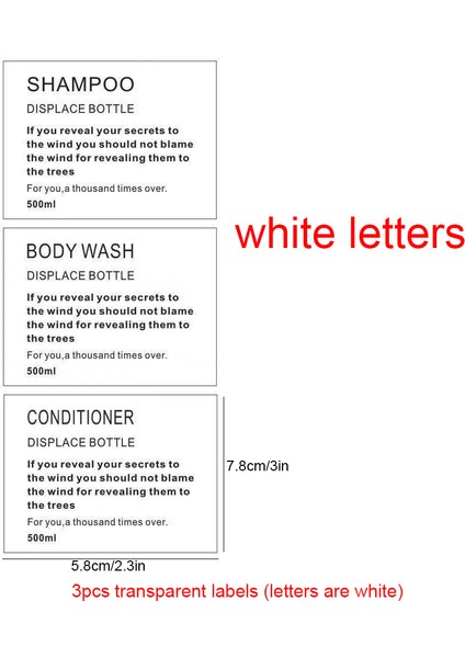 E-Beyaz Stil Şişe Etiketleri Banyo Şampuan Vücut Yıkama Saç Kremi Sticker Su Geçirmez Kendinden Yapışkanlı Dispenser Etiketler (Yurt Dışından)
