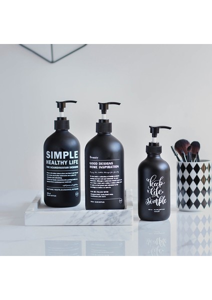 Basit 500ML Stili Banyo 500ML Sabunluk Mat Siyah Cam Şampuan Şişesi Saç Kremi El Dezenfektanı Yedek Alt Şişe (Yurt Dışından) fiyatları