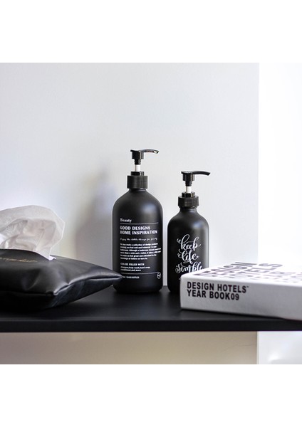 Basit 500ML Stili Banyo 500ML Sabunluk Mat Siyah Cam Şampuan Şişesi Saç Kremi El Dezenfektanı Yedek Alt Şişe (Yurt Dışından) modelleri