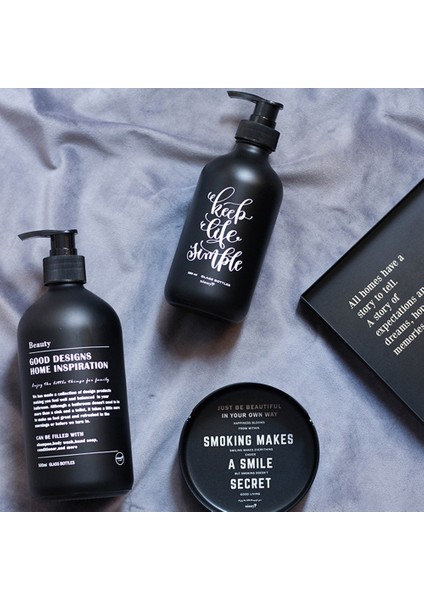 Basit 500ML Stili Banyo 500ML Sabunluk Mat Siyah Cam Şampuan Şişesi Saç Kremi El Dezenfektanı Yedek Alt Şişe (Yurt Dışından) fırsatları