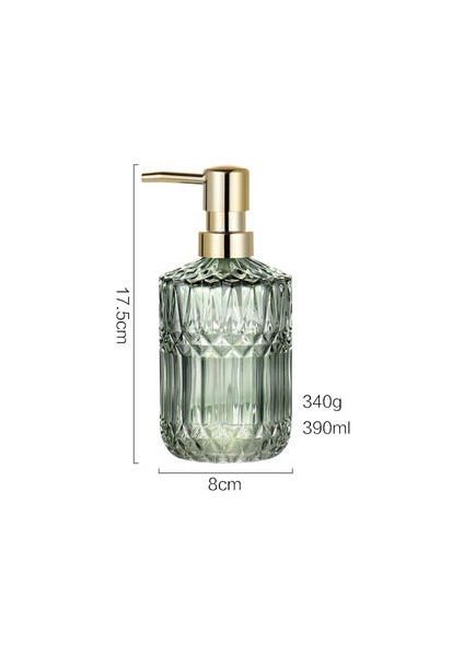 Yeşil Stil 390 ml Cam Sabunluk Banyo Duş Jeli Şampuan Şişeleri Nordic Ev Otel El Yıkama Boş Dolum Alt Şişe (Yurt Dışından)