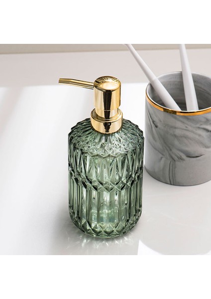 Yeşil Stil 390 ml Cam Sabunluk Banyo Duş Jeli Şampuan Şişeleri Nordic Ev Otel El Yıkama Boş Dolum Alt Şişe (Yurt Dışından) modelleri