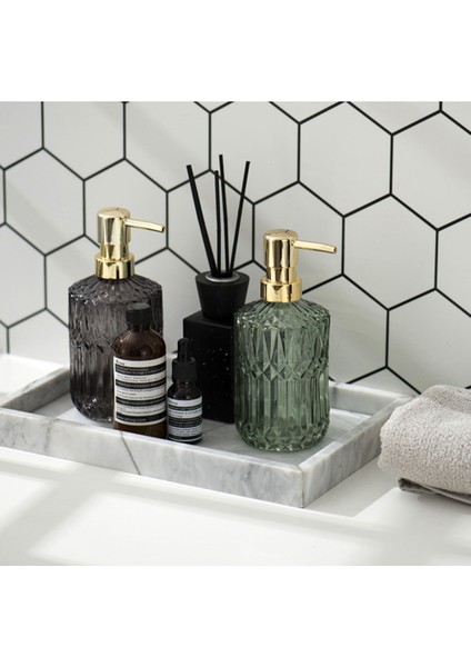 Yeşil Stil 390 ml Cam Sabunluk Banyo Duş Jeli Şampuan Şişeleri Nordic Ev Otel El Yıkama Boş Dolum Alt Şişe (Yurt Dışından) indirimleri