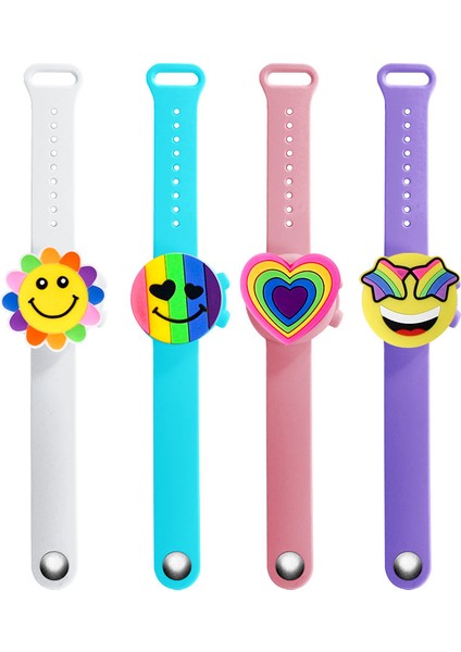 Mor Tarzı 4 Set Çocuk Çizgi Film Bileklik El Dezenfektanı Dağıtıcı Taşınabilir Dezenfektan Jeli Bilezik El Jeli Bileklik Çocuk Okul Hediyesi (Yurt Dışından) modelleri