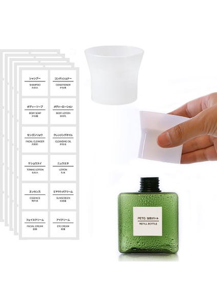 Huni Tarzı Plastik Şişe Huni Şampuan Losyon Duş Jeli Dispenser Şişeler Huni ve Küçük Boy Su Geçirmez Etiket Etiketleri (Yurt Dışından) fiyatları