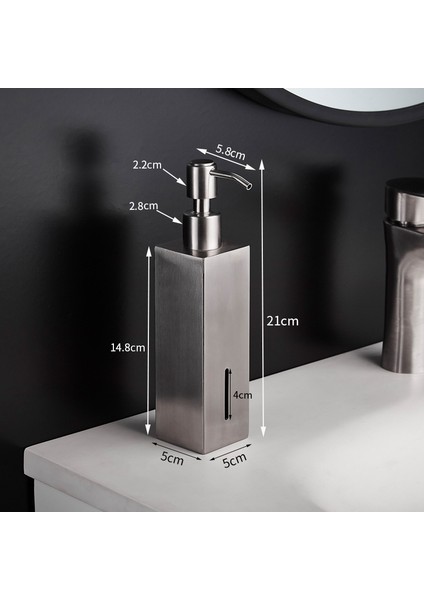 Kare Tarzı 304 Paslanmaz Çelik Sabun Losyonluk Sıvı Şampuan Şişesi Mutfak Banyo Aksesuarları (Yurt Dışından)