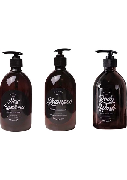 J-1pc Tarzı Banyo Şampuan Şişesi Sabunluk Vücut Yıkama Saç Kremi Dolum Şişesi Plastik Saklama Kavanozu 500ML (Yurt Dışından)