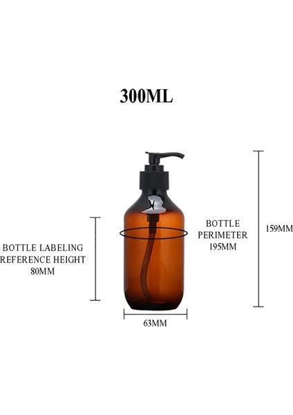 300ML Stili Kahverengi Plastik Doldurulabilir Şampuan Şişeleri Boş Sabunluk Kavanoz Basılı Şişe Duş Jeli Kapak Banyo Ürünleri (Yurt Dışından)
