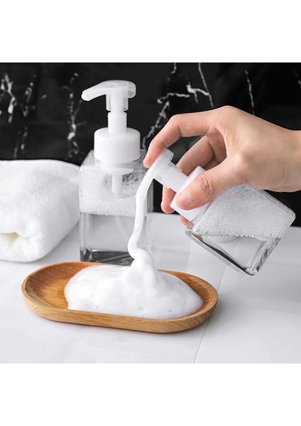 250 Ml-Beyaz Stil 450 ml Boş Doldurulabilir Kare Plastik Köpük Sabun Köpük Pompası Şişe Konteyner Kabarcık Köpük Sıvı Dispenser El Dezenfektanı Şişeleri (Yurt Dışından)
