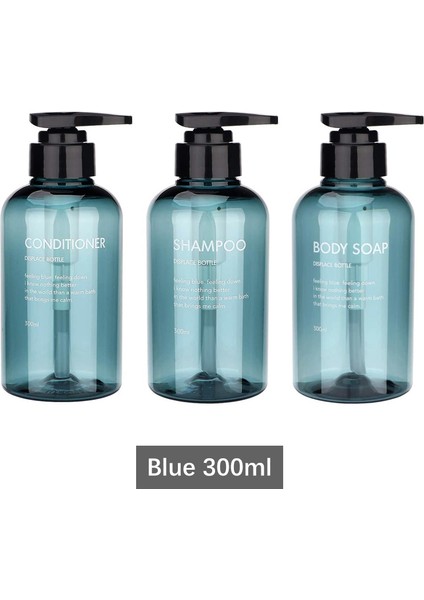 MAVI-300ML Tarzı Banyo Şampuan Şişesi 300ML Sabunluk Vücut Yıkama Saç Kremi Dolum Şişesi Plastik Saklama Kavanozu (Yurt Dışından)