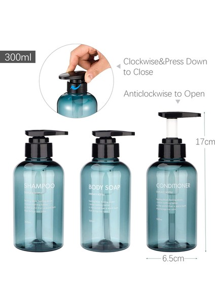 MAVI-300ML Tarzı Banyo Şampuan Şişesi 300ML Sabunluk Vücut Yıkama Saç Kremi Dolum Şişesi Plastik Saklama Kavanozu (Yurt Dışından) modelleri