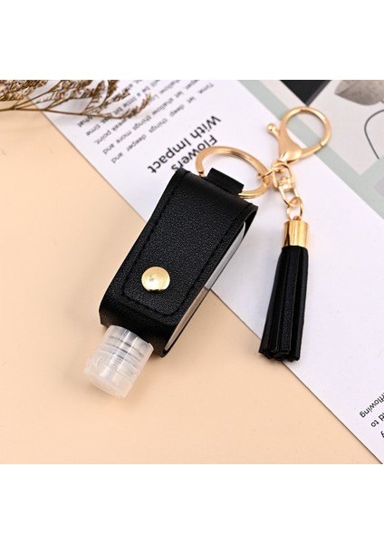 Siyah Stil 30ML 30ML El Dezenfektanı Dağıtıcı Sihirli Dezenfektan Taşınabilir Şişe Pu Deri Kılıf Anahtarlık Mini Sabun Dağıtıcı Açık Hava (Yurt Dışından)