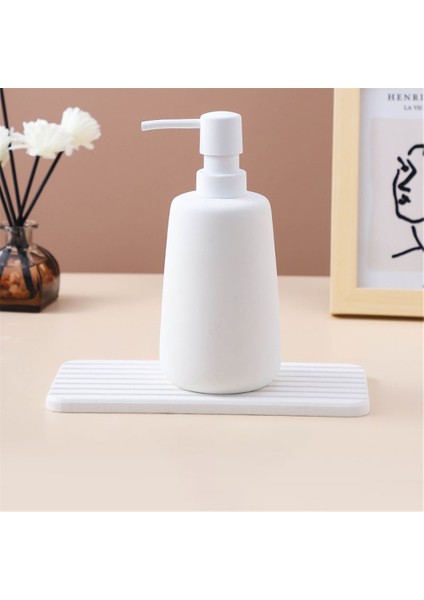 Beyaz 400ML Tarzı Mat Seramik Sabunluk Banyo 400ML Sıvı Boş Dolum Alt Şişe El Dezenfektan Duş Jeli Şampuan Şişeleri (Yurt Dışından)