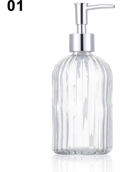 No.1 Tarzı 450ML Cam Vintage El Basınçlı Sıvı Sabunluk Banyo Lavabo Aksesuarı Büyük Kapasite Kaymaz Beyaz Gümüş Rengi (Yurt Dışından)