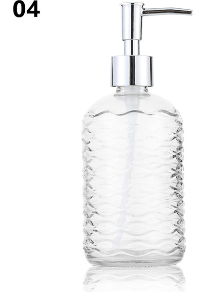 No.4 Tarzı 450ML Cam Vintage El Basınçlı Sıvı Sabunluk Banyo Lavabo Aksesuarı Büyük Kapasite Kaymaz Beyaz Gümüş Rengi (Yurt Dışından)