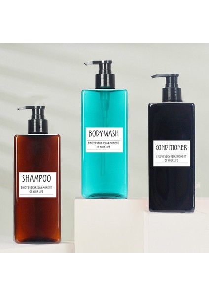 Etiket Seti2 Stili 500ML 500ML Pet Sıvı Sabunluk Şampuan Duş Jeli Losyon Pompalı Boş Şişe Banyo Aksesuarları Ev Malzemeleri (Yurt Dışından) fiyatları