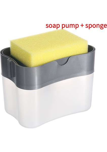 Gri Tarzı Sabunluk Sabun Pompası Sünger Tutuculu Yaratıcı Mutfak Malzemeleri El Basma Sıvı Sabunluk Yıkama Aksesuarları Ile (Yurt Dışından)