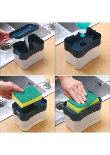 Gri Tarzı Sabunluk Sabun Pompası Sünger Tutuculu Yaratıcı Mutfak Malzemeleri El Basma Sıvı Sabunluk Yıkama Aksesuarları Ile (Yurt Dışından) modelleri