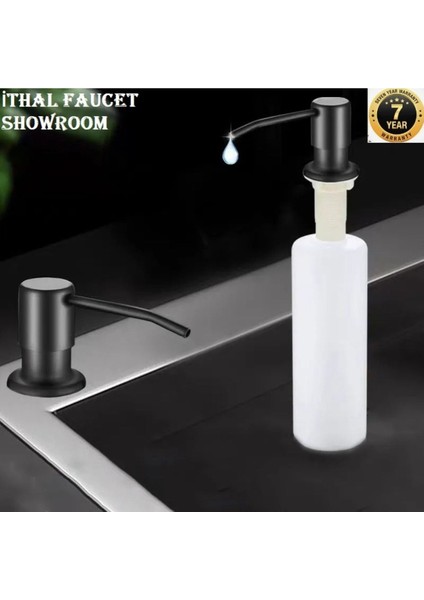 Ankastre Sıvı Sabunluk Siyah Mutfak Eviye ve Banyo Lavabo Uyumlu Ithal 7 Yıl Garantili 500ML