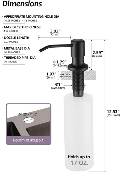 Ankastre Sıvı Sabunluk Siyah Mutfak Eviye ve Banyo Lavabo Uyumlu Ithal 7 Yıl Garantili 500ML fiyatları