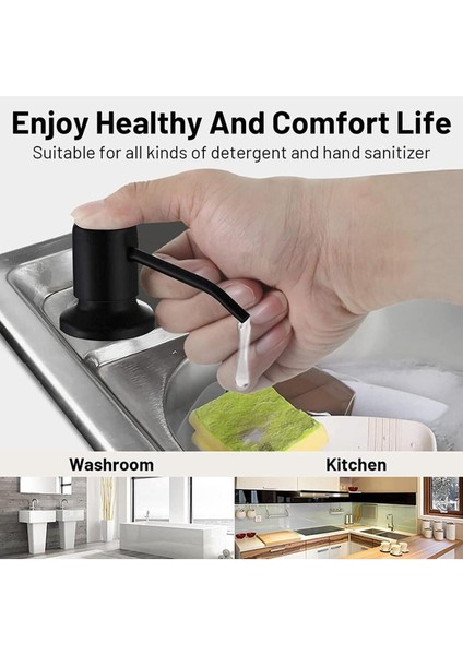 Ankastre Sıvı Sabunluk Siyah Mutfak Eviye ve Banyo Lavabo Uyumlu Ithal 7 Yıl Garantili 500ML fırsatları