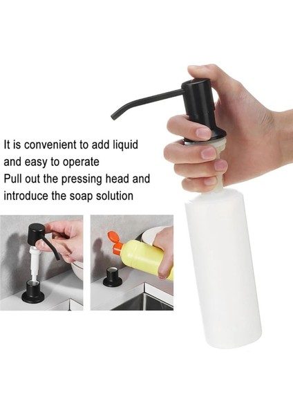 Ankastre Sıvı Sabunluk Siyah Mutfak Eviye ve Banyo Lavabo Uyumlu Ithal 7 Yıl Garantili 500ML indirimleri