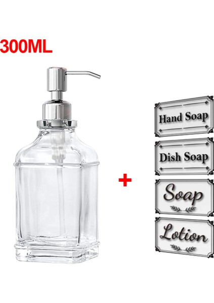 300ML Tarzı Antika Kalın Cam El Sabunu Pompası Paslanmaz Çelik Etiketli Sabunluk (Yurt Dışından)