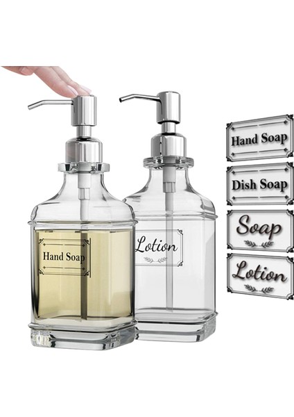 300ML Tarzı Antika Kalın Cam El Sabunu Pompası Paslanmaz Çelik Etiketli Sabunluk (Yurt Dışından) fiyatları